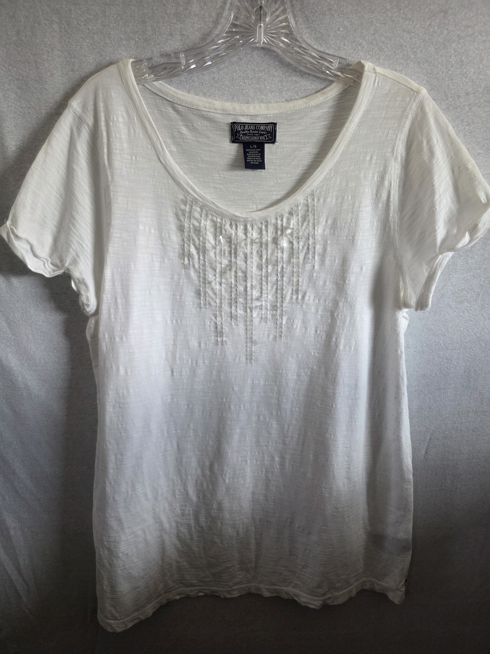 Polo by Ralph Lauren White Short Sleeve Pintuck & Sequin Tee